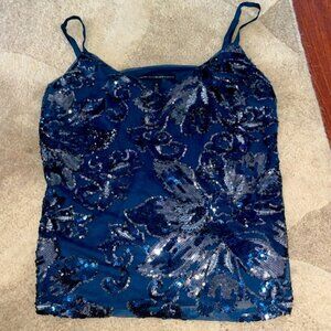 BNWOT White House Black Market spaghetti adjustable strap blue shimmer flowered